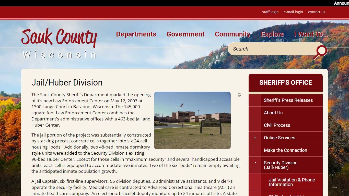 Jail/Huber Division | Sauk County Wisconsin Official Website