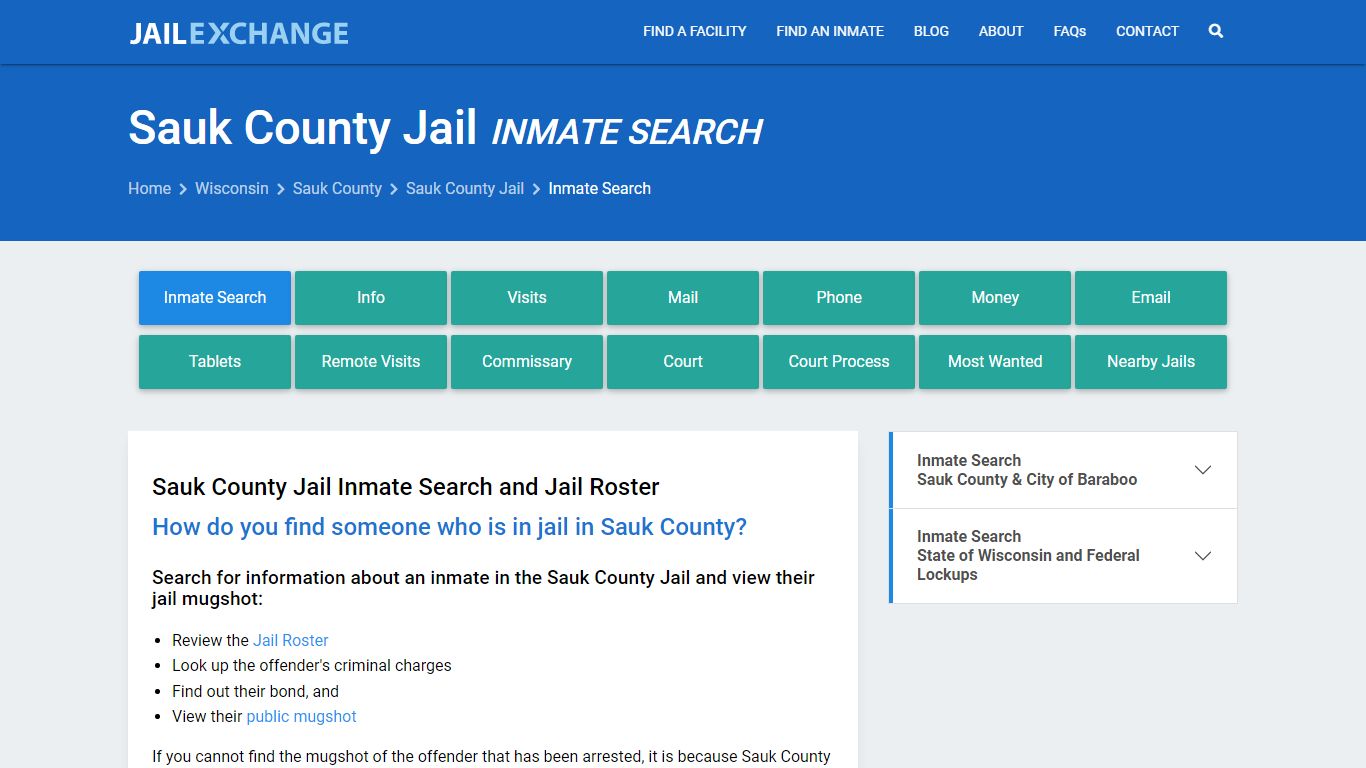 Sauk County Jail Inmate Search - Jail Exchange